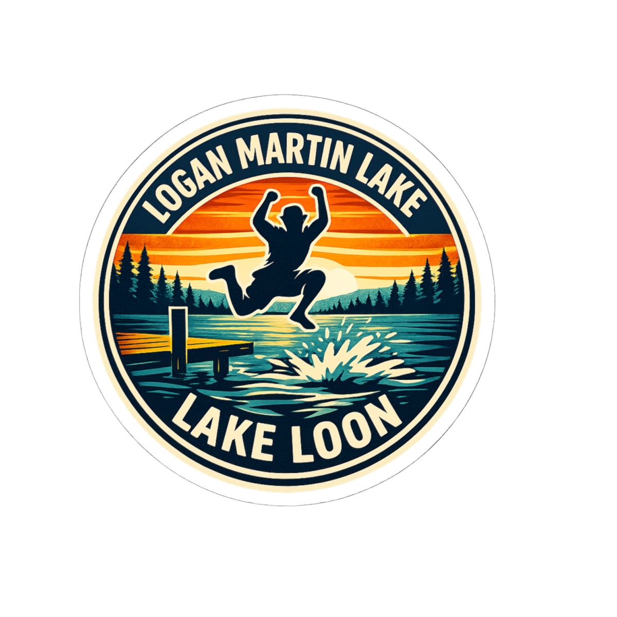 Logan Martin Lake Loon Pier Jump Kiss-Cut Stickers