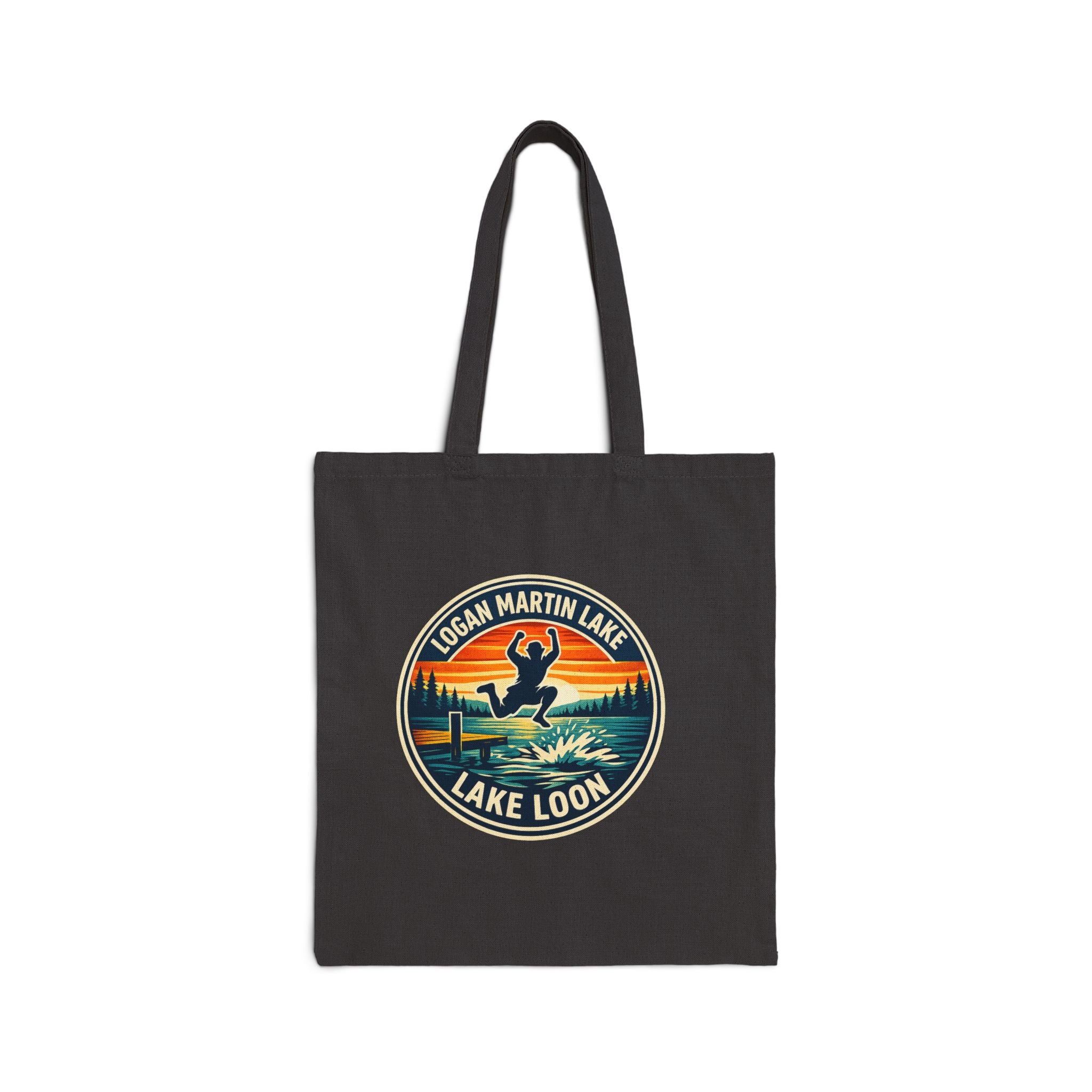 Logan Martin Lake Loon Pier Jump Cotton Canvas Tote Bag