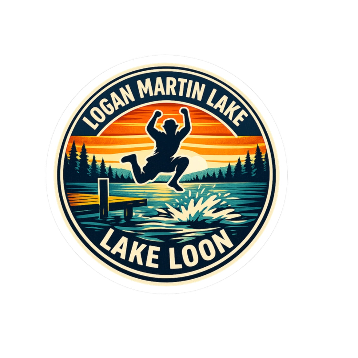 Logan Martin Lake Loon Pier Jump Kiss-Cut Stickers