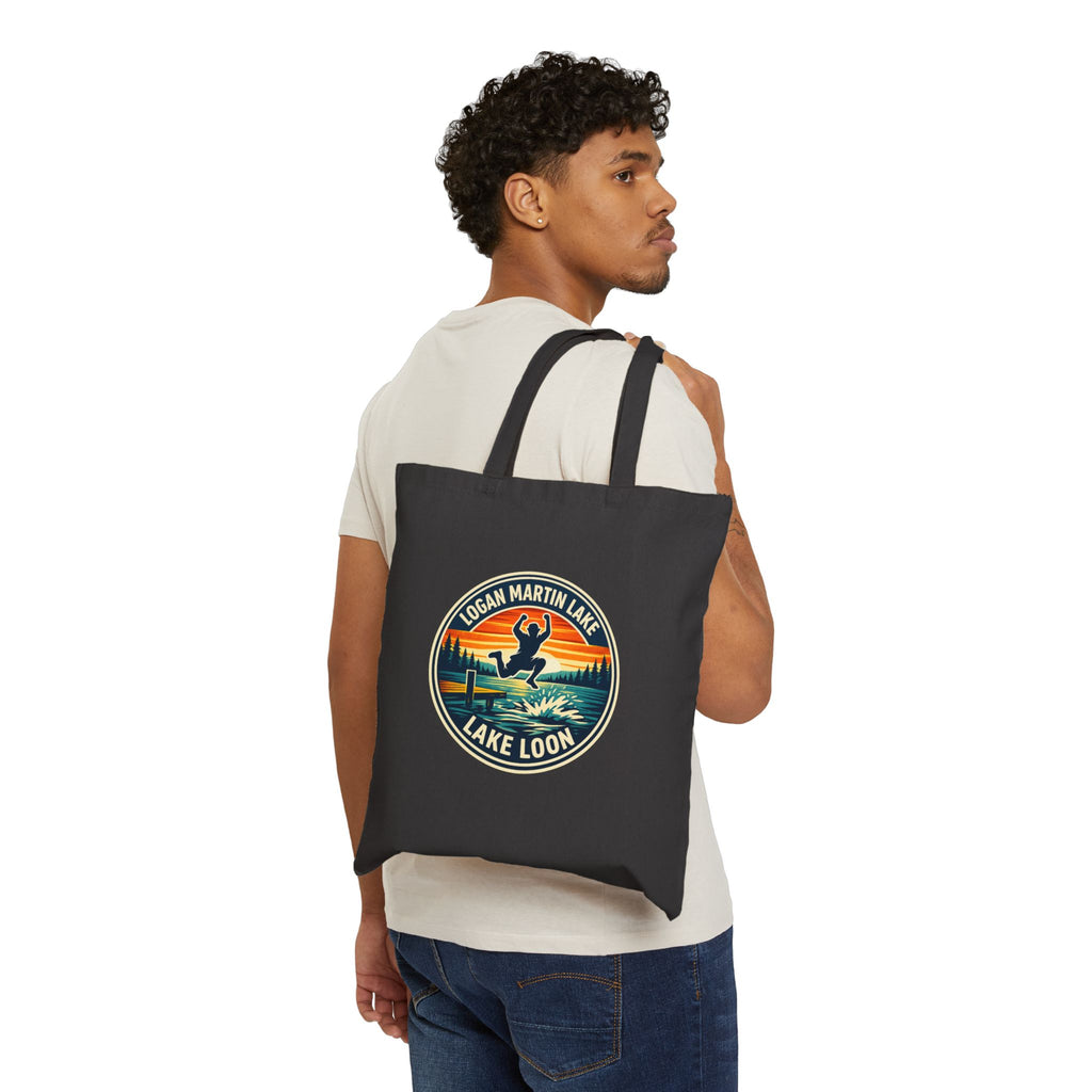 Logan Martin Lake Loon Pier Jump Cotton Canvas Tote Bag