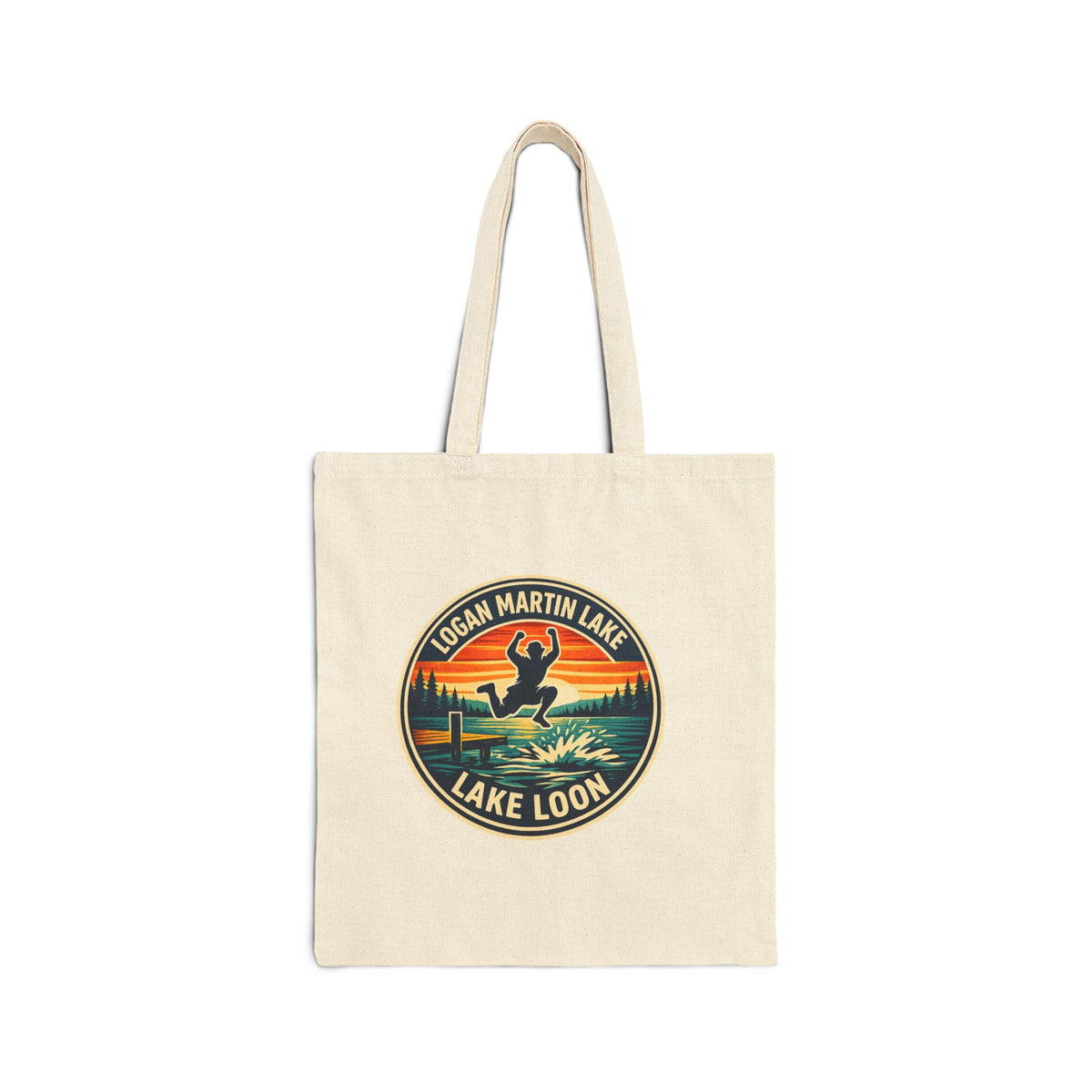 Logan Martin Lake Loon Pier Jump Cotton Canvas Tote Bag